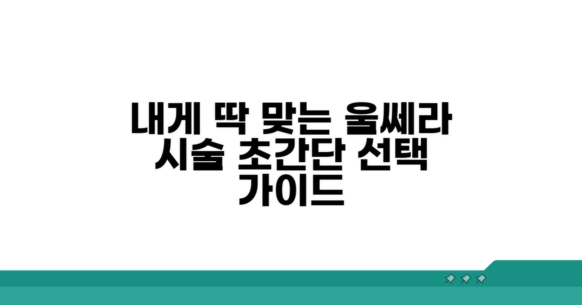 나에게 맞는 아이 울세라 시술 선택 가이드