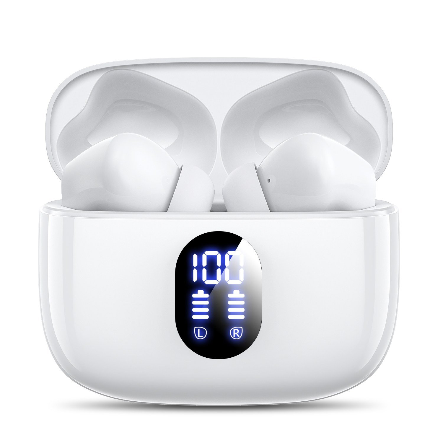 OMIIYA 무선 블루투스 이어폰 ENC 커널형 노이즈 캔슬링 HiFi 고음질 C타입 이어폰, 화이트, T18할인 상세 이미지 1