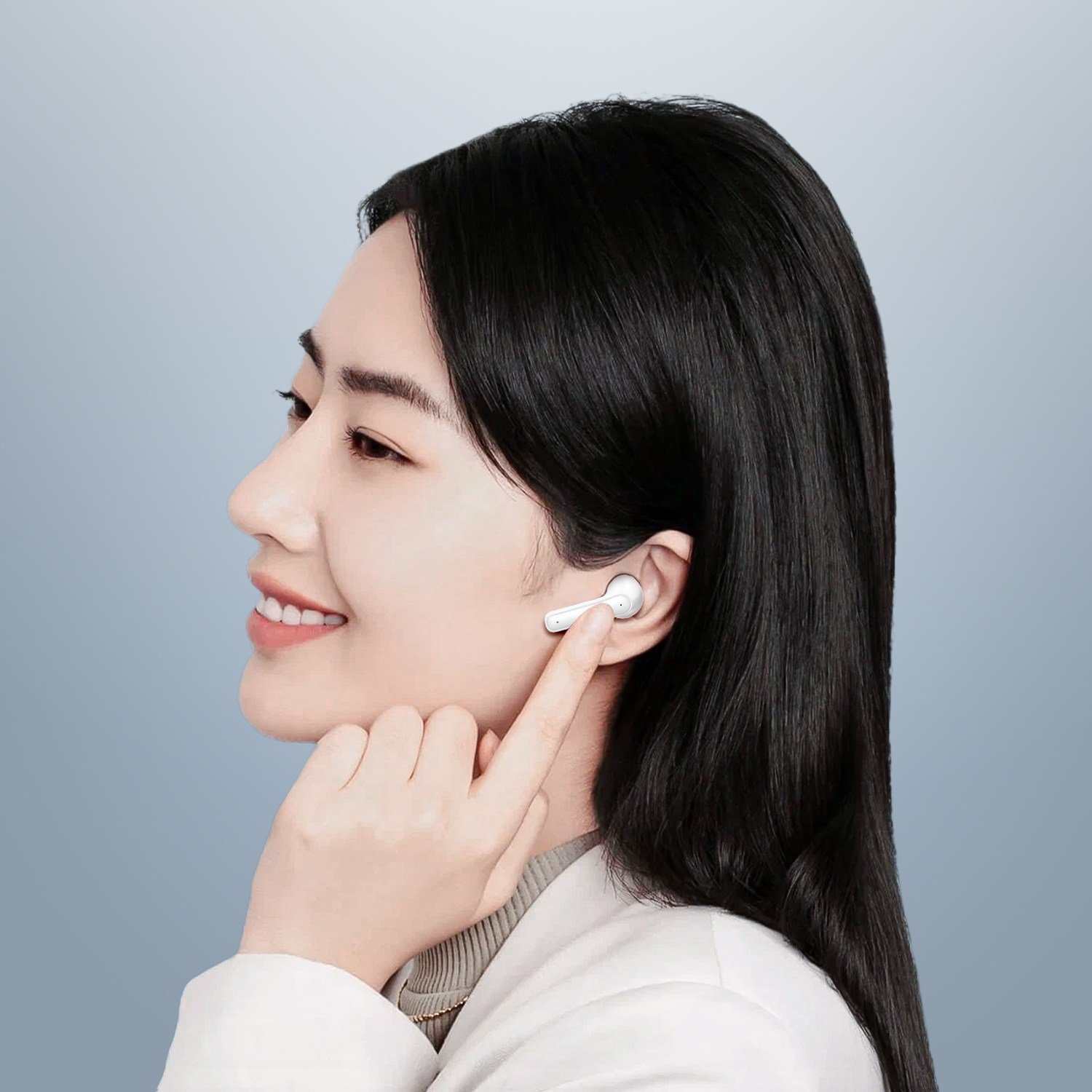 OMIIYA 무선 블루투스 이어폰 ENC 커널형 노이즈 캔슬링 HiFi 고음질 C타입 이어폰, 화이트, T18할인 상세 이미지 1