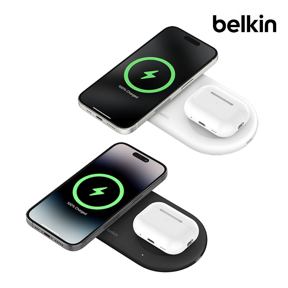 벨킨 Qi2 15W 2in1 마그네틱 무선 충전 패드 WIZ021qc 갤럭시 S26 S25 아이폰17 16 15 14 13 12 호환 상세 이미지 1