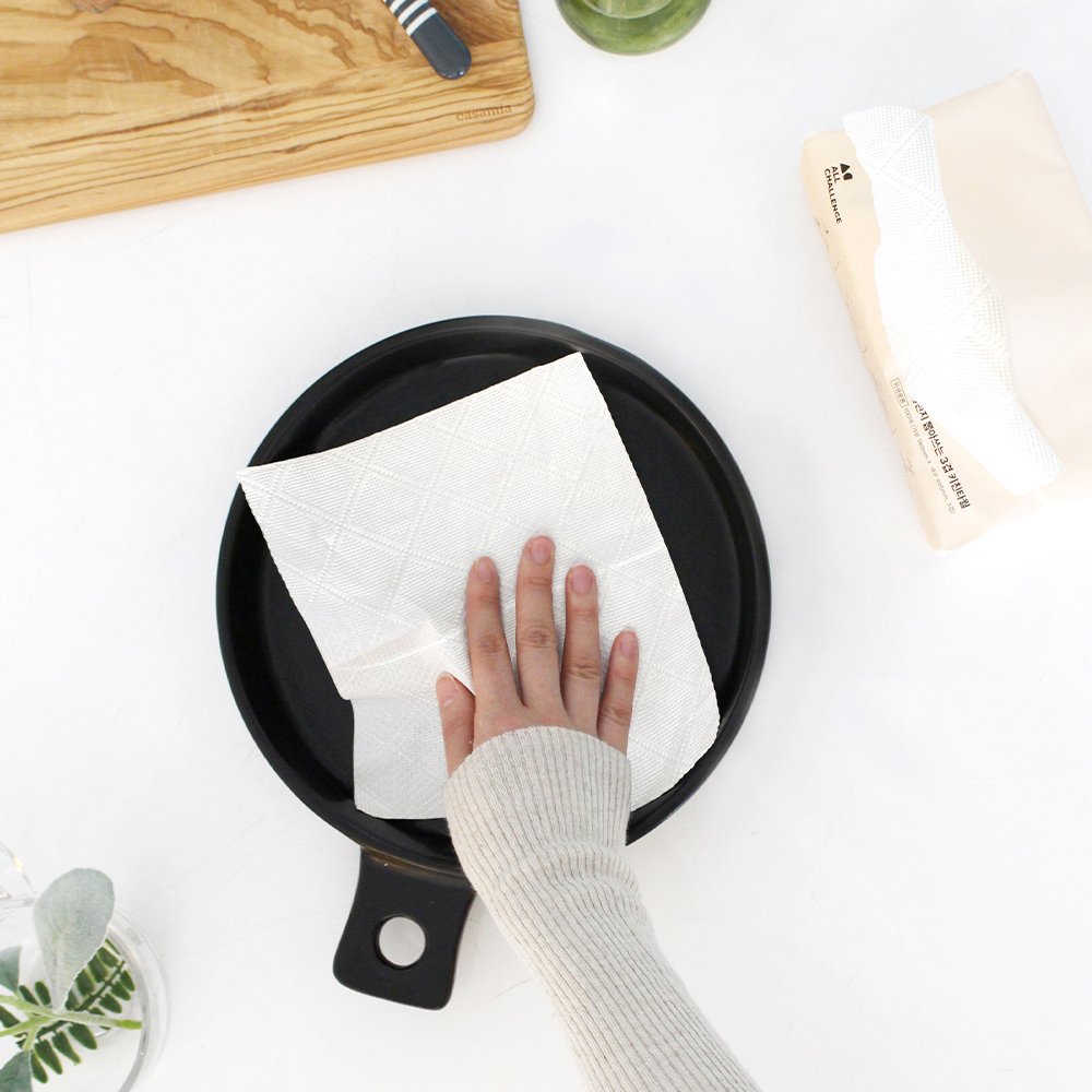 올챌린지 도톰한 3겹 뽑아쓰는 키친타올 100매 4개+4개+1개 100%천연펄프 상세 이미지 2