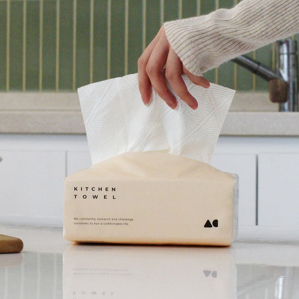 올챌린지 도톰한 3겹 뽑아쓰는 키친타올 100매 4개+4개+1개 100%천연펄프 상세 이미지 1