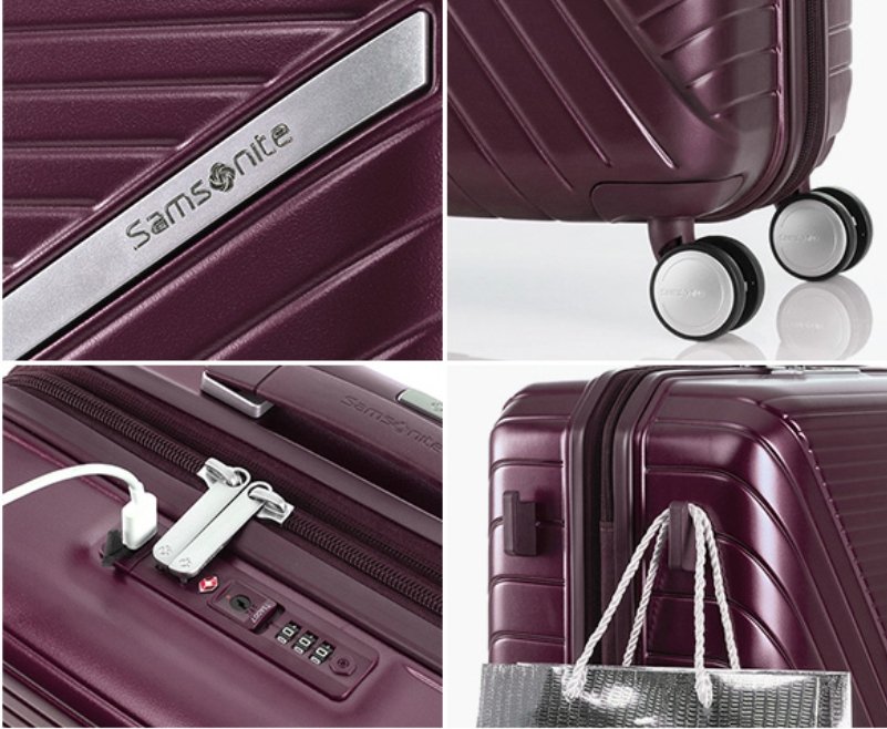 샘소나이트 폴리카보네이트 68cm 25인치 캐리어 확장형 고급 와인색 퍼플 경량 여행용 상세 이미지 1