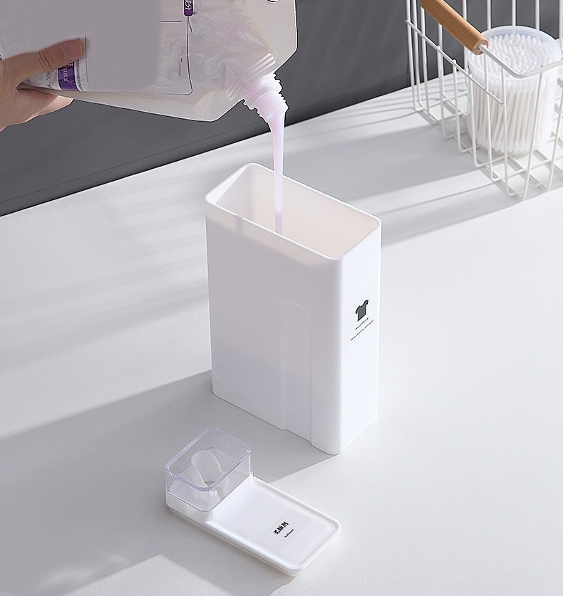 라슈에뜨 깔끔 소분 세탁 세제 리필용기 대용량 1L 슬림 사각 깔끔한 세제통 화이트 상세 이미지 2