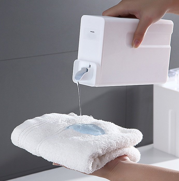 라슈에뜨 깔끔 소분 세탁 세제 리필용기 대용량 1L 슬림 사각 깔끔한 세제통 화이트 상세 이미지 1