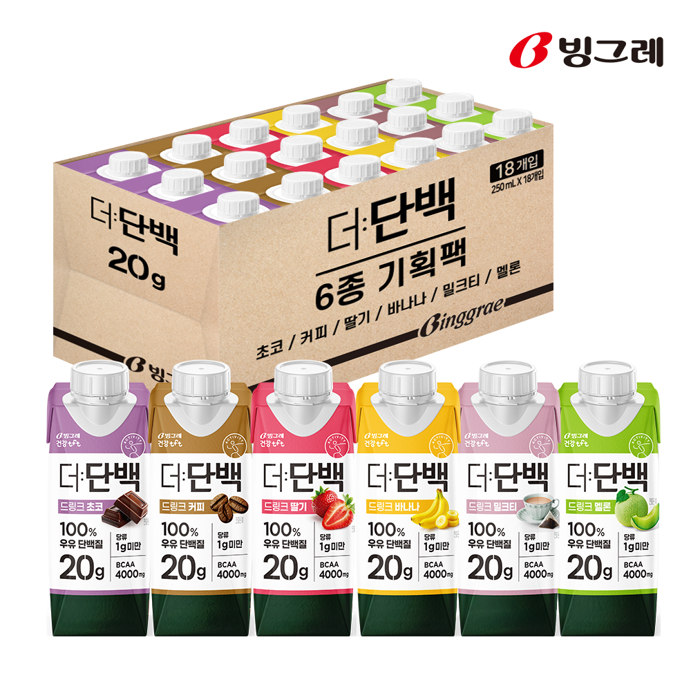 빙그레 더단백 250ml 6종 혼합 18개 단백질 음료 상세 이미지 1