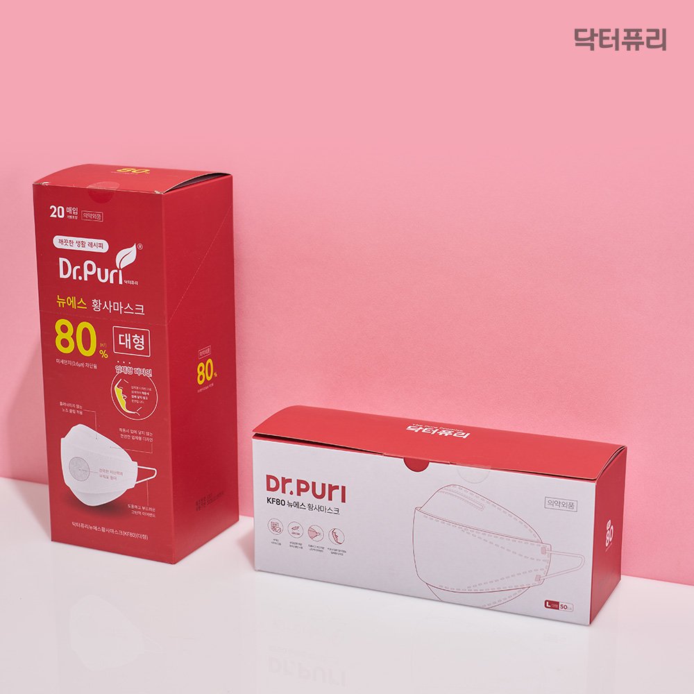 닥터퓨리 KF80 뉴에스 황사마스크 개별포장/번들포장 대형, 50개 상세 이미지 1
