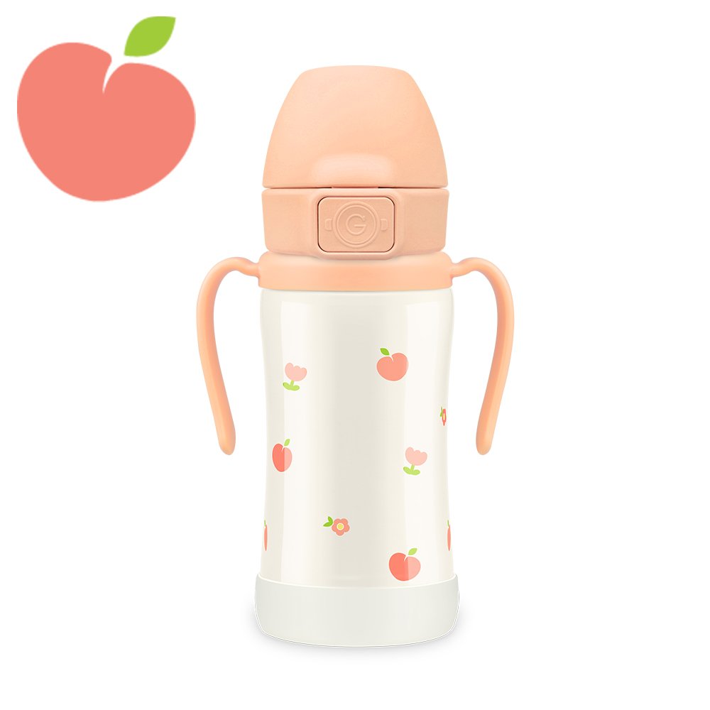 그로미미 피치플라워 원터치 스테인리스 300ml 빨대컵 (로제코랄) 상세 이미지 1