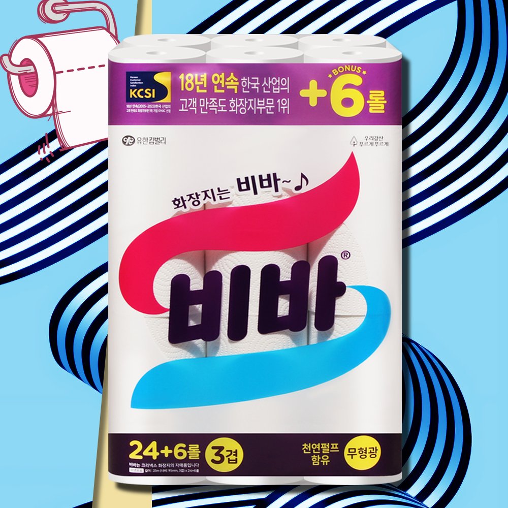 비바 화장지 도톰한 3겹 25m 30롤 1팩 먼지없는 물에잘녹는 두루마리 휴지 상세 이미지 1